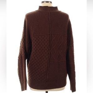American Eagle Turtleneck Cable-knit Brown Sweater